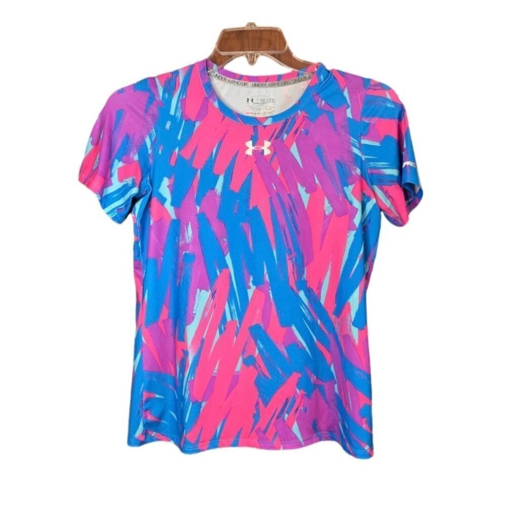 UNDER ARMOUR HeatGear Performance Tee Youth XL 80's Abstract Style 1237859 Multi